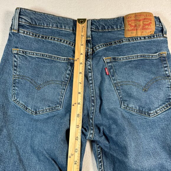 Levis Jeans Mens 34 Blue 511 Slim Straight Mid Rise Medium Wash Stretch - Picture 7 of 11